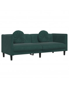 Set di Divani 2 pz con Cuscini Verde Scuro in Velluto