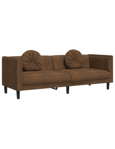 Set di Divani 2 pz con Cuscini Marrone in Velluto