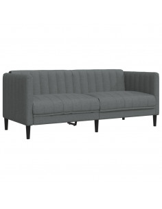 Set di Divani 3 pz Grigio Scuro in Tessuto