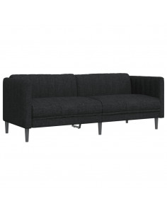 Set d Divani 3 pz Nero in Tessuto