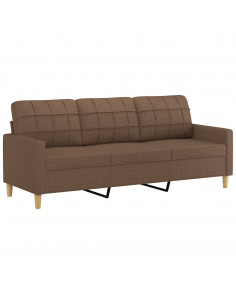 Set di Divani 3 pz con Cuscini Marrone in Tessuto