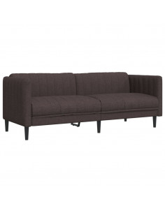 Set di Divani 2 pz Marrone Scuro in Tessuto