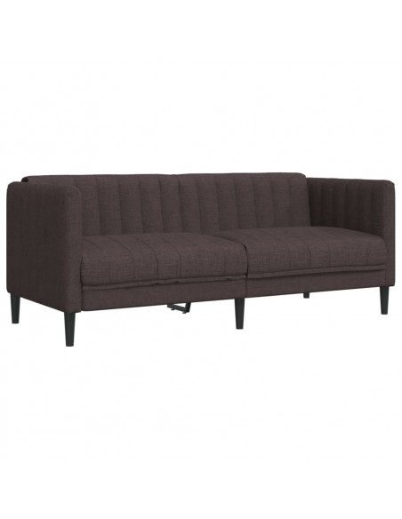 Set di Divani 3 pz Marrone Scuro in Tessuto
