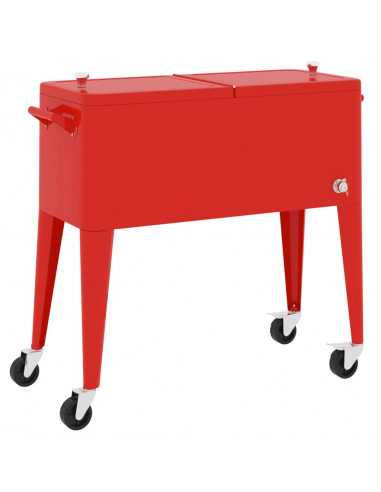 Carrello Porta Ghiaccio su Ruote Rosso 92x43x89 cm