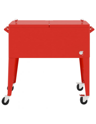 Carrello Porta Ghiaccio su Ruote Rosso 92x43x89 cm