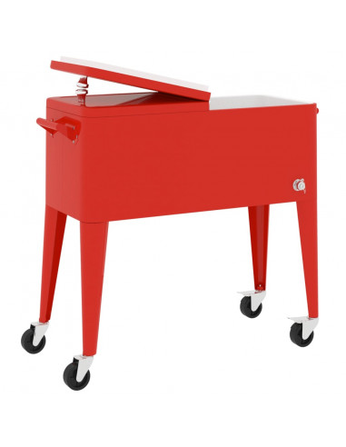 Carrello Porta Ghiaccio su Ruote Rosso 92x43x89 cm