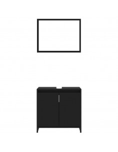 Set Mobili da Bagno Nero in Legno Multistrato