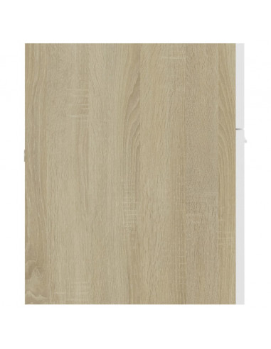 Set Mobili Bagno 2pz Bianco e Rovere Sonoma Legno Multistrato