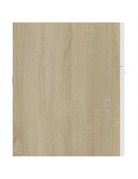 Set Mobili Bagno 2pz Bianco e Rovere Sonoma Legno Multistrato
