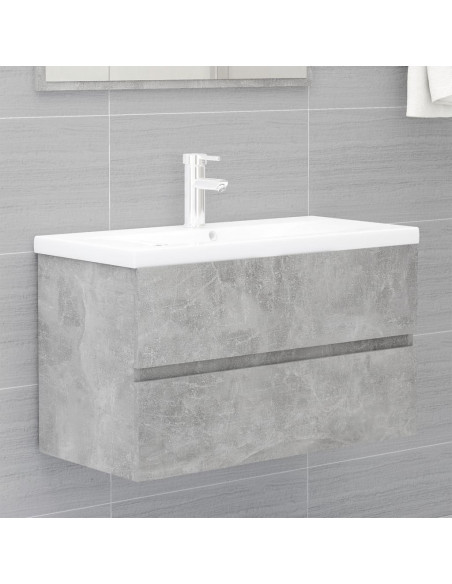 Set Mobili da Bagno 2 pz Grigio Cemento in Legno Multistrato