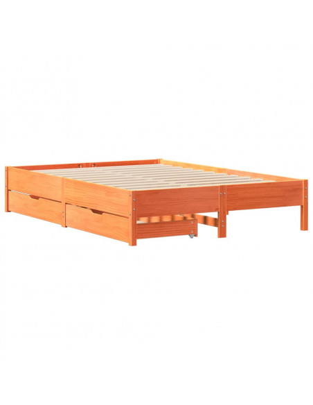 Letto senza Materasso Marrone Cera 150x200 cm in Legno di Pino