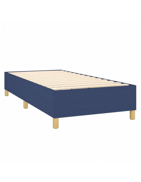 Letto a Molle con Materasso e LED Blu 90x200 cm in Tessuto