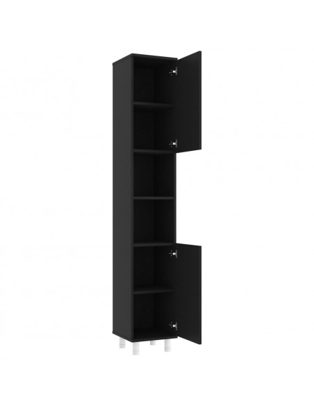 Set Mobili da Bagno 4 pz Nero in Truciolato