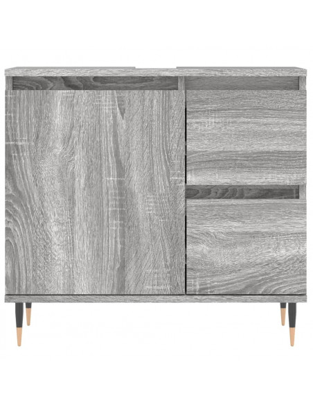 Set Mobili da Bagno 3 pz Grigio Sonoma in Legno Multistrato