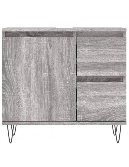 Set Mobili da Bagno 3 pz Grigio Sonoma in Legno Multistrato