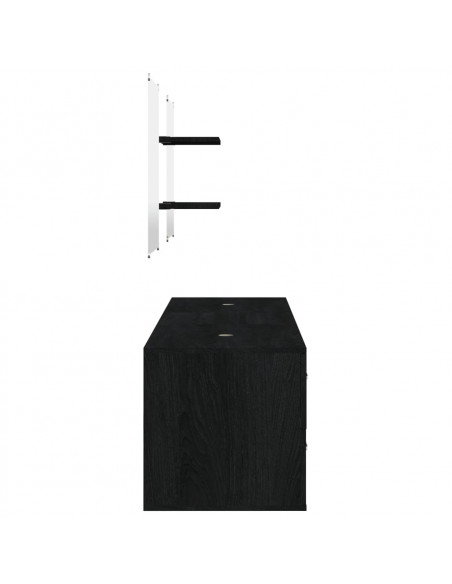 Set Mobili da Bagno 5 pz Nero in Legno Multistrato