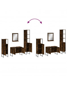 Set Mobili da Bagno 4 pz Rovere Fumo in Legno Multistrato