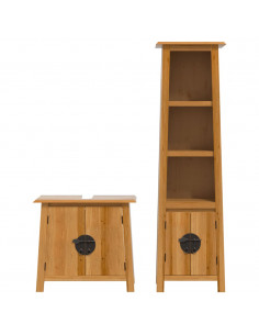Set Mobili da Bagno 2 pz in Legno Massello di Pino