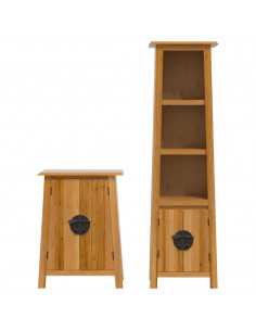 Set Mobili da Bagno 2 pz in Legno Massello di Pino