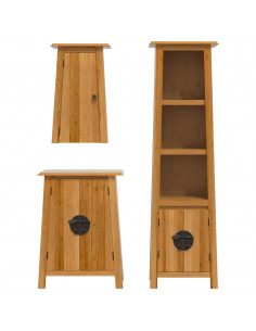 Set Mobili da Bagno 3 pz in Legno Massello di Pino