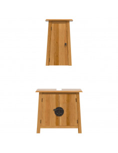 Set Mobili da Bagno 2 pz in Legno Massello di Pino