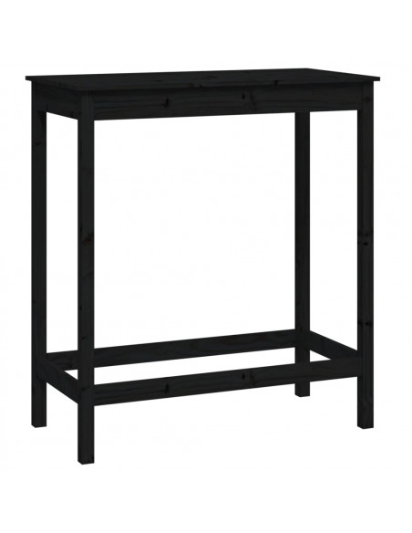 Set da Bar 5 pz Nero in Legno Massello di Pino