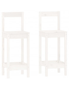 Set da Bar 3 pz Bianco in Legno Massello di Pino