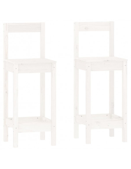 Set da Bar 3 pz Bianco in Legno Massello di Pino