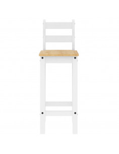 Sedie da Bar 2 pz Bianche in Legno Massello di Pino