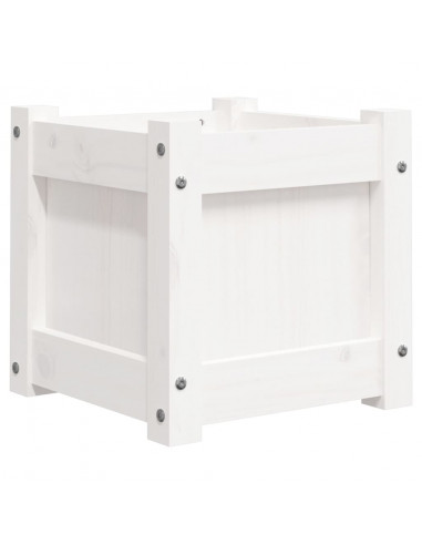 Fioriere da Giardino 2 pz Bianche in Legno Massello di Pino