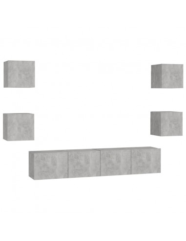 Set di Mobili Porta TV 6 pz Grigio Cemento in Legno Multistrato