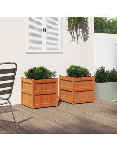 Fioriere da Giardino 2pz Marrone Cera Legno Massello di Pino