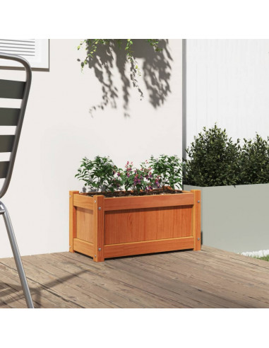 Fioriera Giardino Marrone Cera 60x31x31 cm Legno Massello Pino