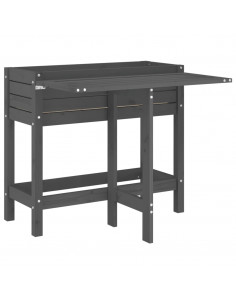 Fioriera Giardino Piano Pieghevole Grigia Legno Massello Pino 2