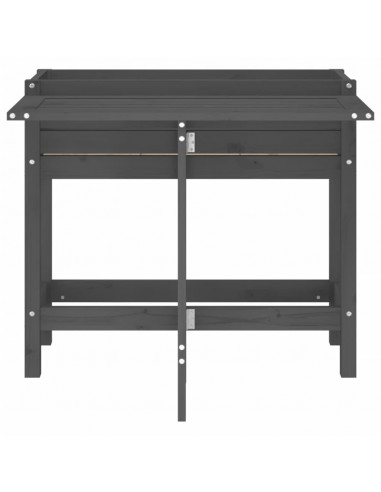 Fioriera Giardino Piano Pieghevole Grigia Legno Massello Pino