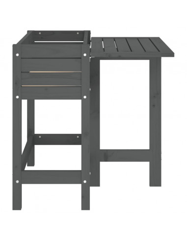 Fioriera Giardino Piano Pieghevole Grigia Legno Massello Pino