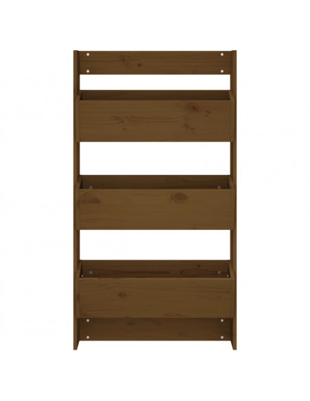 Fioriera Muro 3Ripiani Miele 60x18,5x110cm Legno Massello Pino