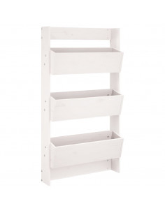 Fioriera Muro 3Ripiani Bianca 60x18,5x110cm Legno Massello Pino 2