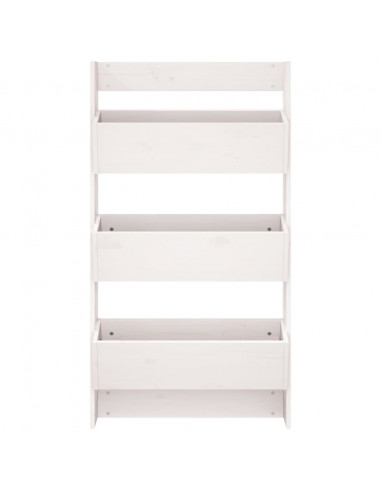 Fioriera Muro 3Ripiani Bianca 60x18,5x110cm Legno Massello Pino