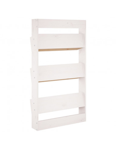 Fioriera Muro 3Ripiani Bianca 60x18,5x110cm Legno Massello Pino