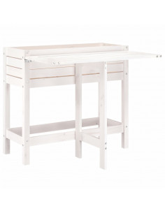 Fioriera Giardino Piano Pieghevole Bianco Legno Massello Pino 2