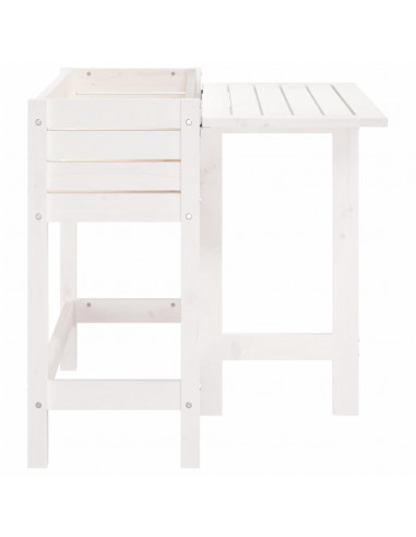 Fioriera Giardino Piano Pieghevole Bianco Legno Massello Pino