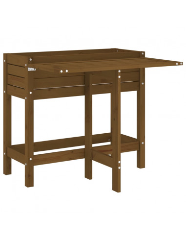 Fioriera da Giardino Piano Pieghevole Miele Legno Massello Pino