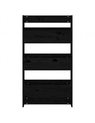Fioriera a Muro 3Ripiani Nera 60x18,5x110cm Legno Massello Pino
