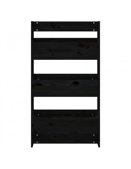 Fioriera a Muro 3Ripiani Nera 60x18,5x110cm Legno Massello Pino