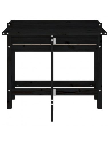 Fioriera da Giardino Piano Pieghevole Nera Legno Massello Pino