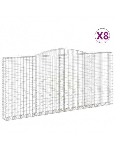 Cesti Gabbioni ad Arco 8 pz 400x30x180/200 cm Ferro Zincato