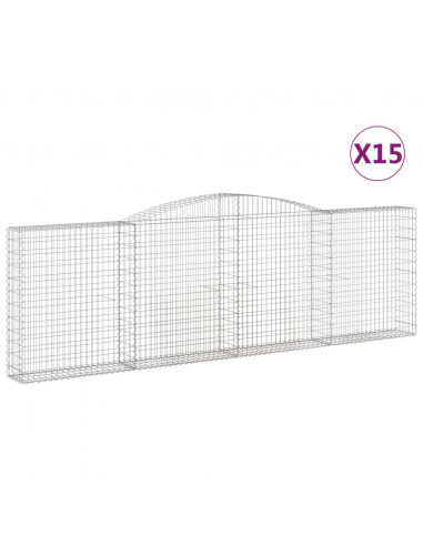Cesti Gabbioni ad Arco 15 pz 400x30x120/140 cm Ferro Zincato