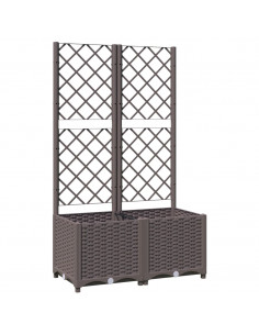 Fioriera da Giardino con Graticcio Marrone 80x40x136 cm in PP 2