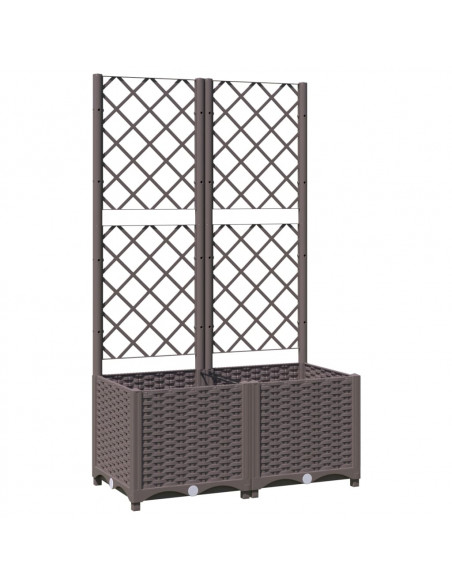 Fioriera da Giardino con Graticcio Marrone 80x40x136 cm in PP